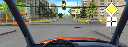 Билет 12, вопрос 15, Вы намерены продолжить движение прямо. Ваши действия при желтом мигающем сигнале светофора?