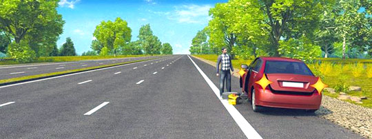 Билет 39, вопрос 16, Нарушил ли водитель Правила при вынужденной остановке на автомагистрали?